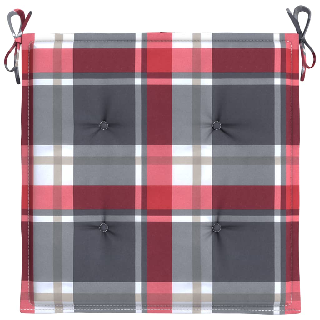 Jastuci za vrtne stolice 2kom crveni karirani 50x50x4cm tkanina