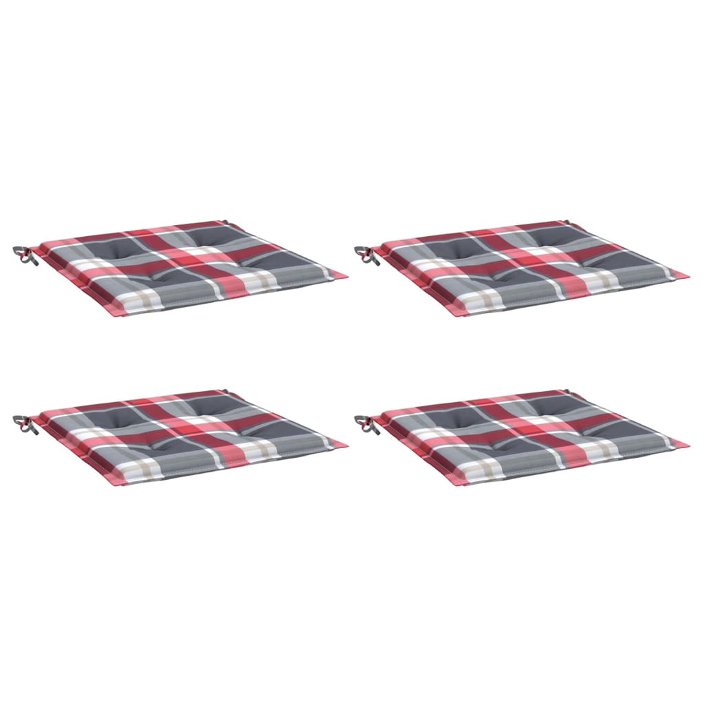 Jastuci za vrtne stolice 4kom crveni karirani 50x50x4cm tkanina