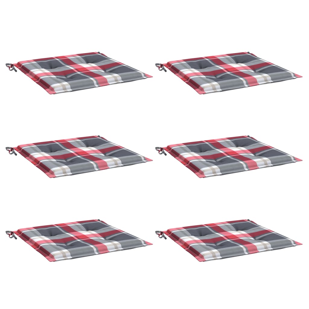 Jastuci za vrtne stolice 6kom crveni karirani 50x50x4cm tkanina