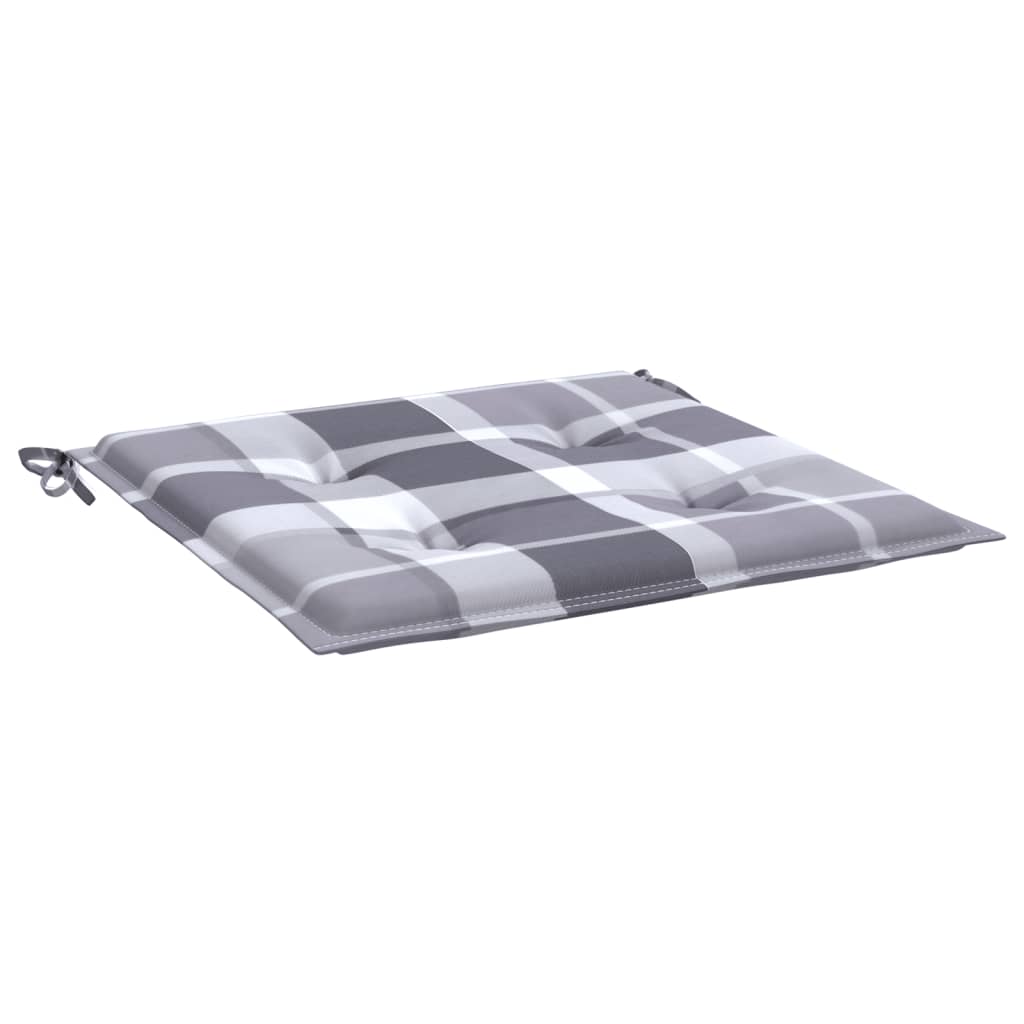 Jastuci za vrtne stolice 6 kom sivi karirani 50x50x4 cm tkanina
