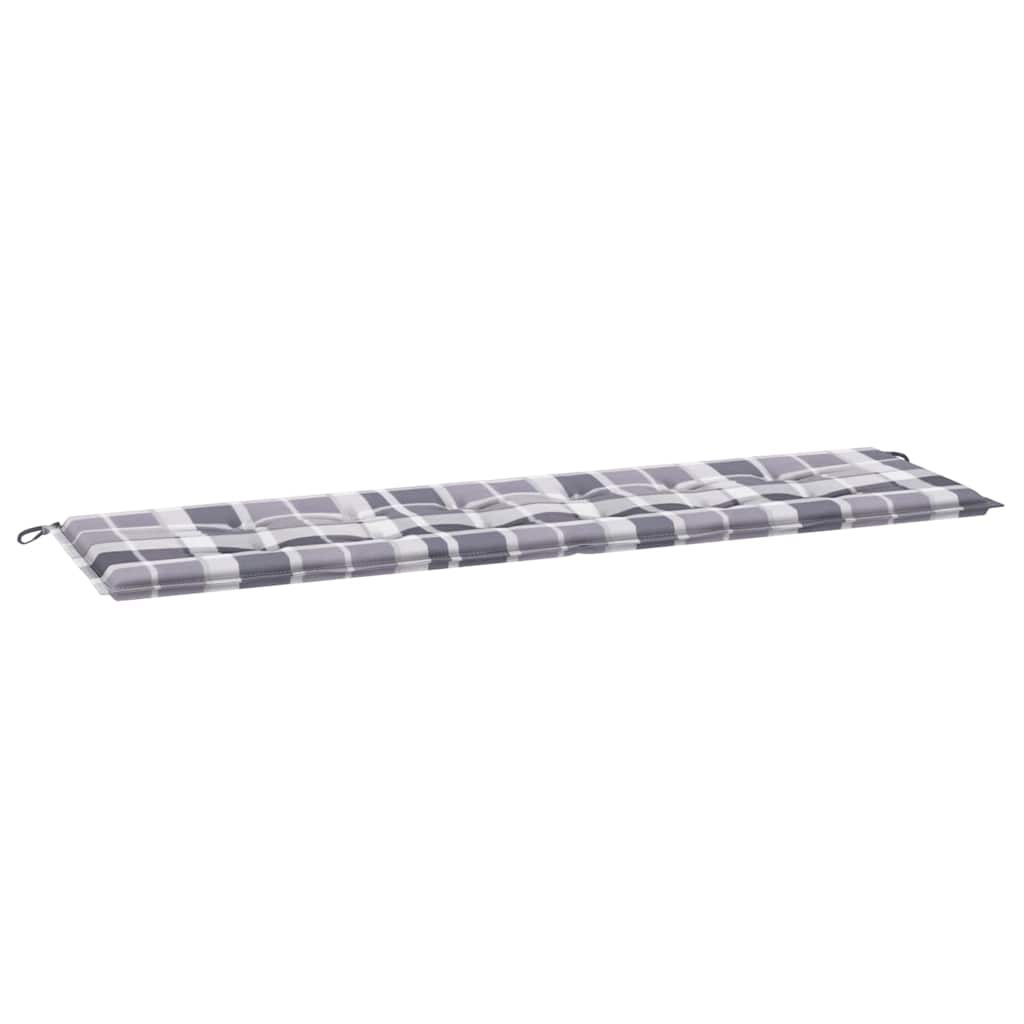 Jastuk za vrtnu klupu sivi karirani 180x50x4 cm tkanina Oxford