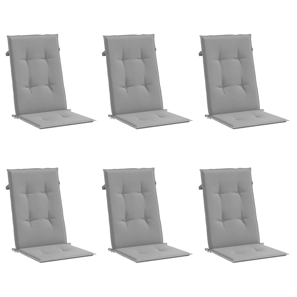 Jastuci za vrtne stolice 6 kom sivi 120 x 50 x 3 cm od tkanine