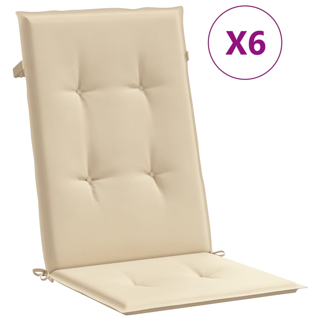 Jastuci za vrtne stolice 6 kom bež 120 x 50 x 3 cm od tkanine