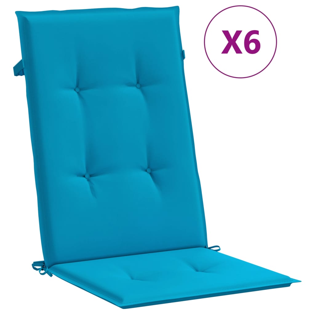 Jastuci za vrtne stolice 6 kom plavi 120 x 50 x 3 cm od tkanine