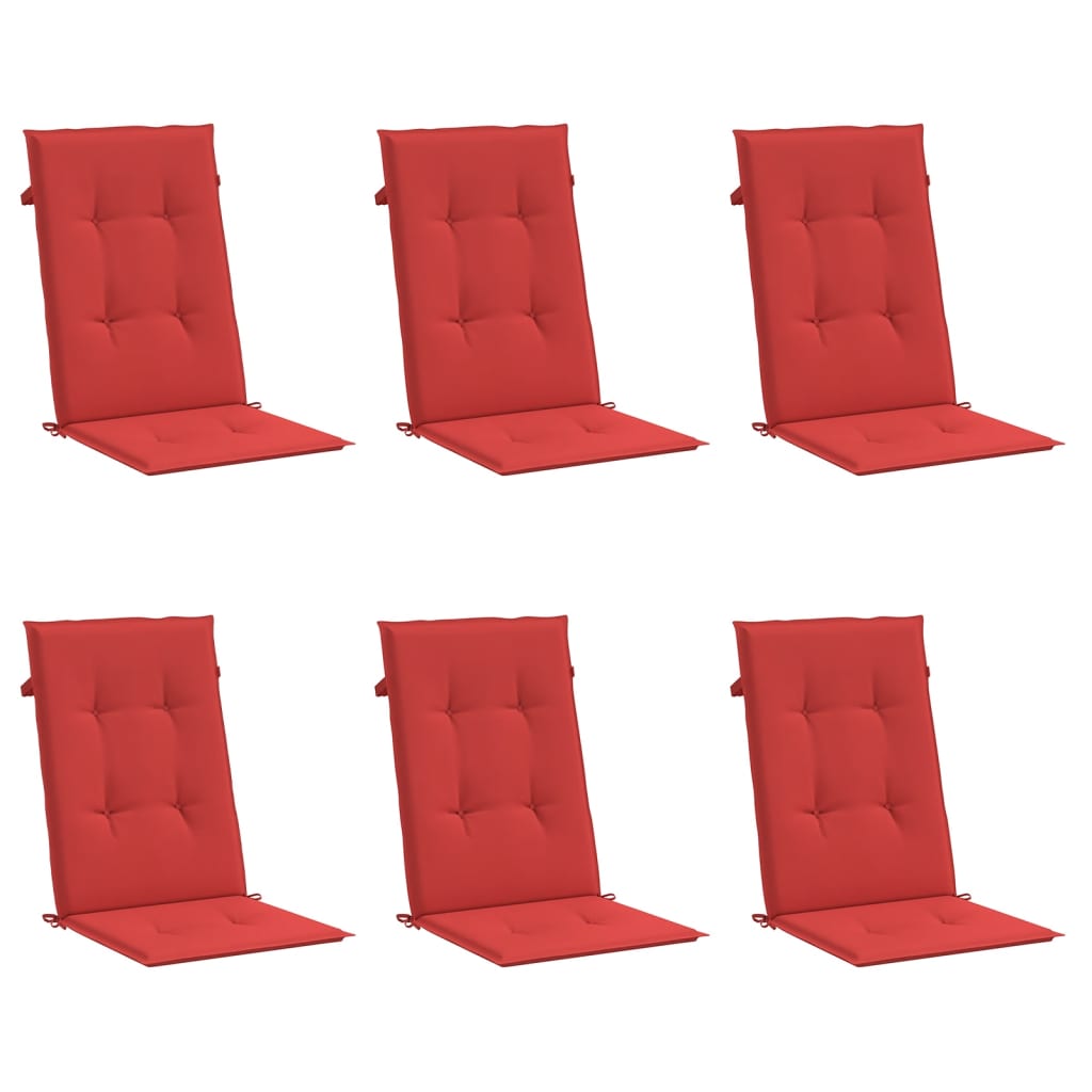 Jastuci za vrtne stolice 6 kom crveni 120x50x3 cm od tkanine
