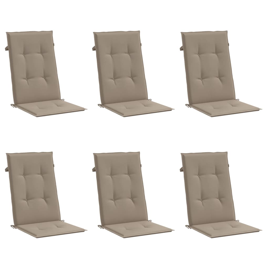 Jastuci za vrtne stolice 6 kom smeđesivi 120x50x3 cm od tkanine