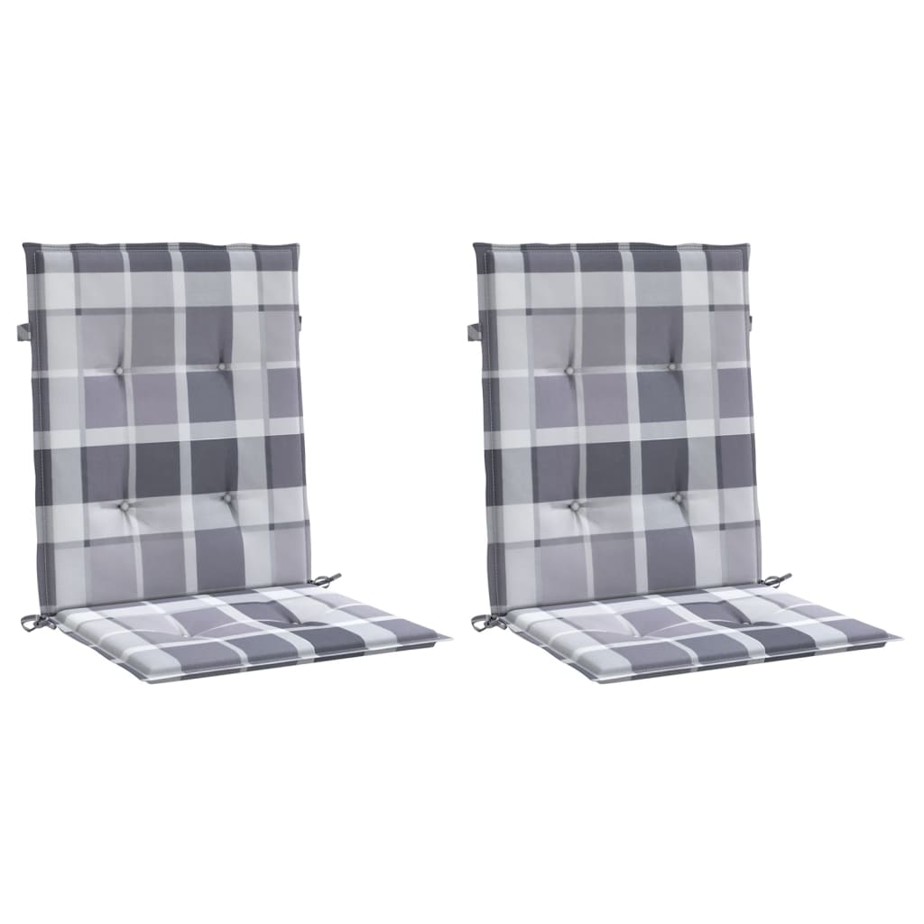 Jastuci za vrtne stolice 2 kom sivi karirani 100x50x3cm tkanine