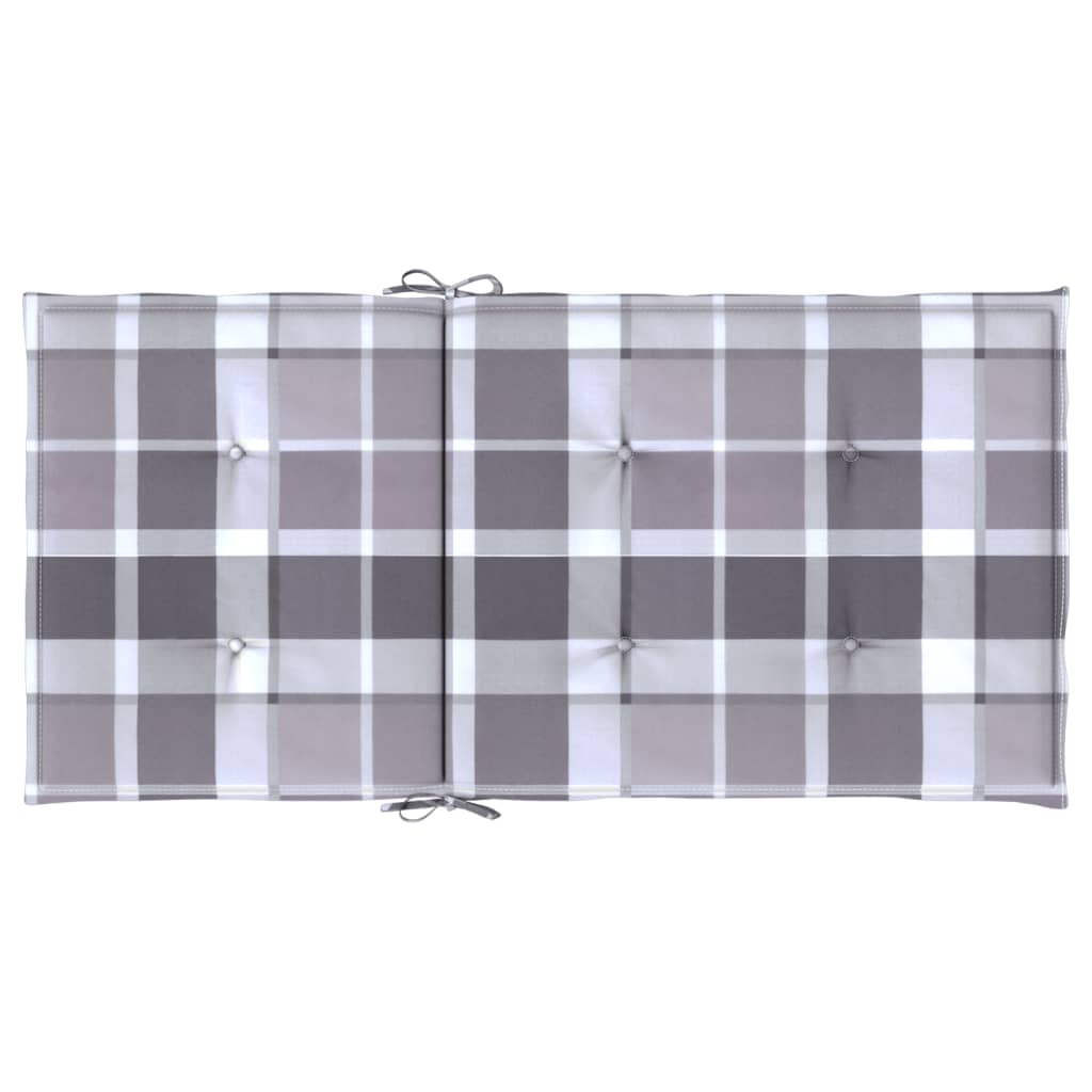 Jastuci za vrtne stolice 6 kom sivi karirani 100x50x3cm tkanine