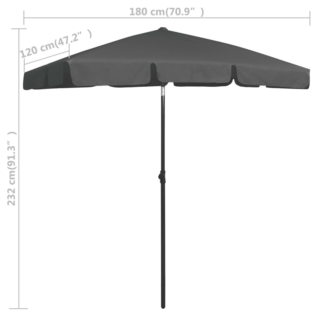 Suncobran za plažu antracit 180 x 120 cm