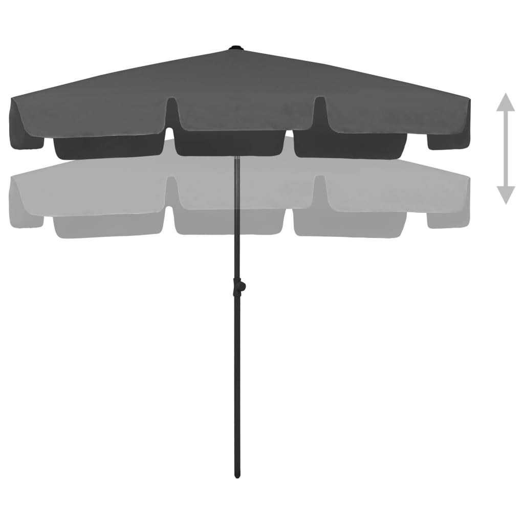 Suncobran za plažu antracit 200 x 125 cm