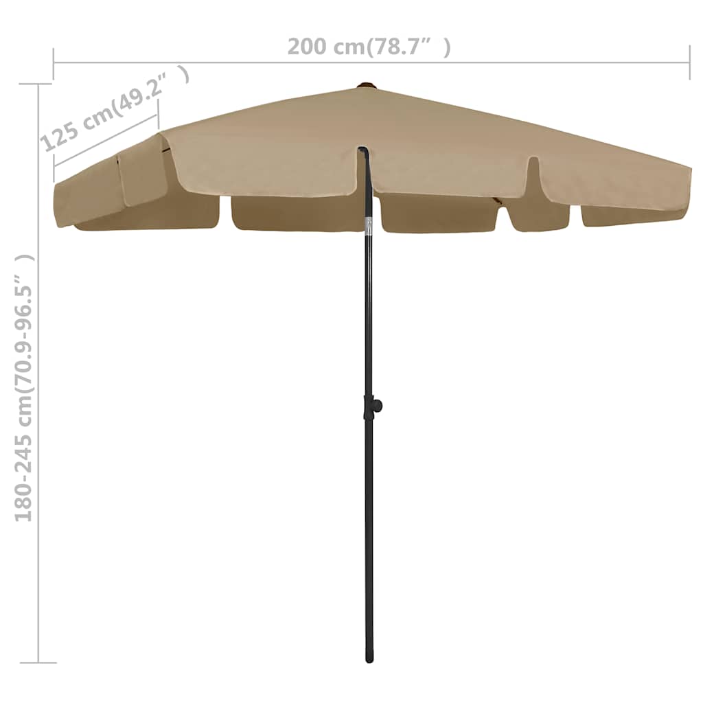 Suncobran za plažu smeđesivi 200 x 125 cm