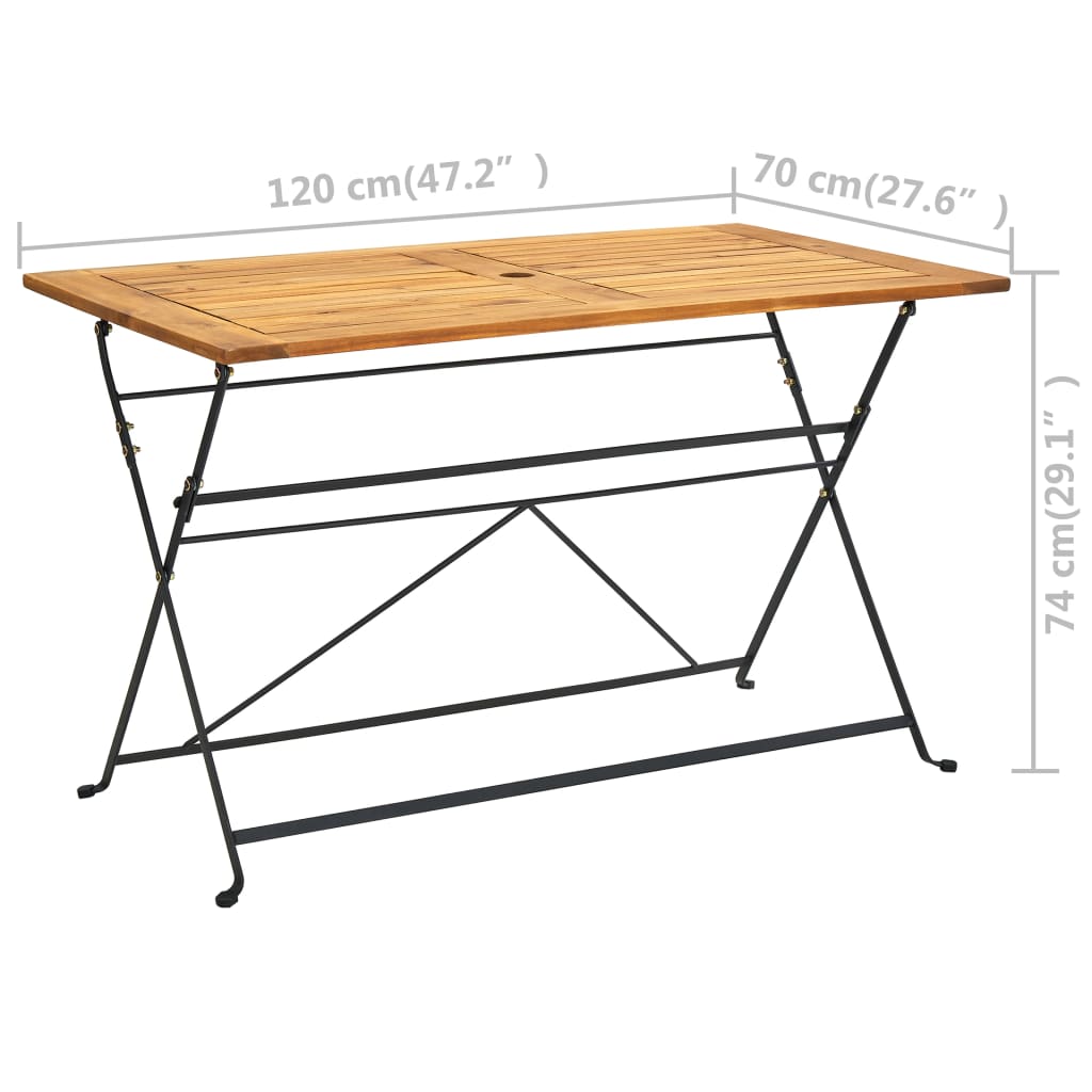 Sklopivi vrtni stol 120 x 70 x 74 cm masivno bagremovo drvo