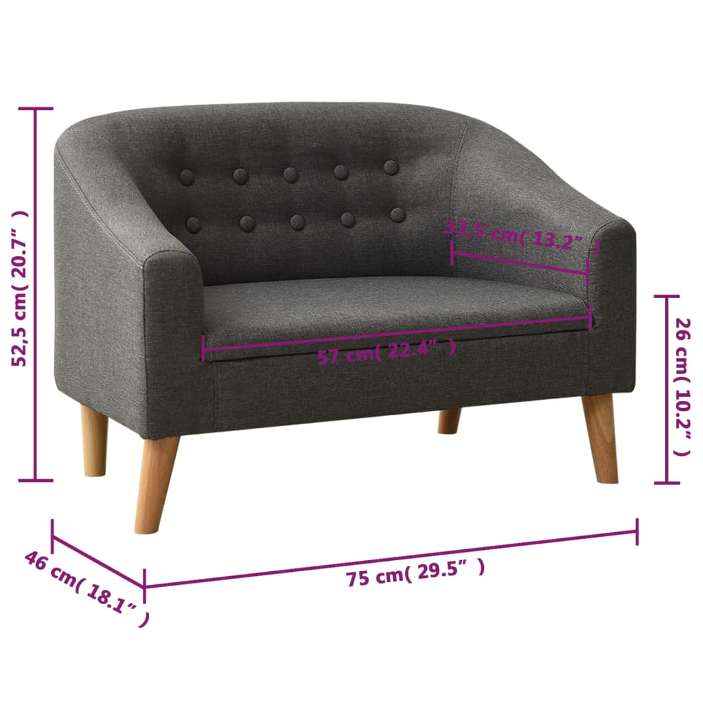 Dječja sofa od tkanine siva