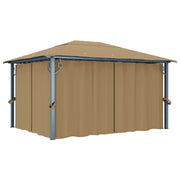Sjenica sa zastorom 400 x 300 cm smeđe-siva aluminijska
