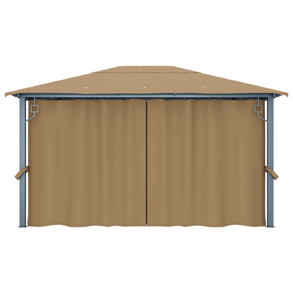 Sjenica sa zastorom 400 x 300 cm smeđe-siva aluminijska
