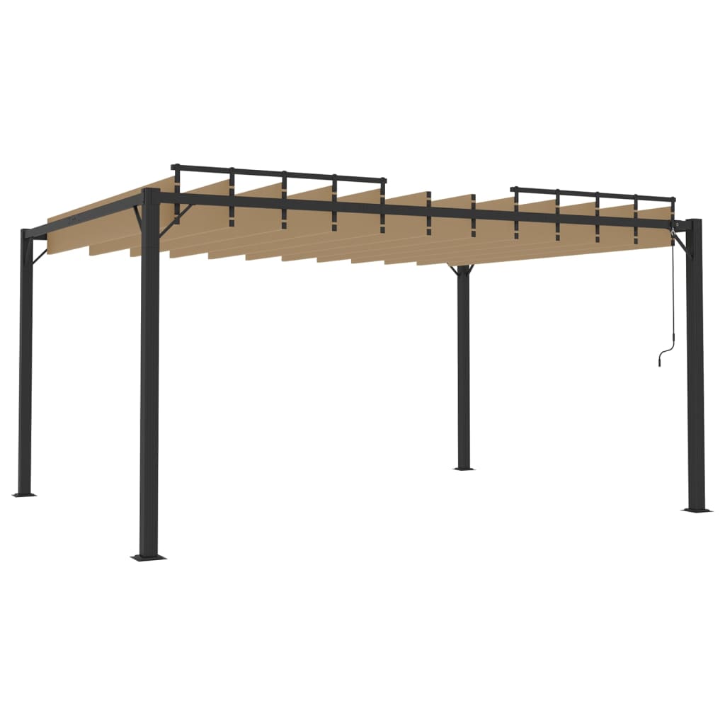 Sjenica s rešetkastim krovom 3x4 m smeđe-siva tkanina/aluminij