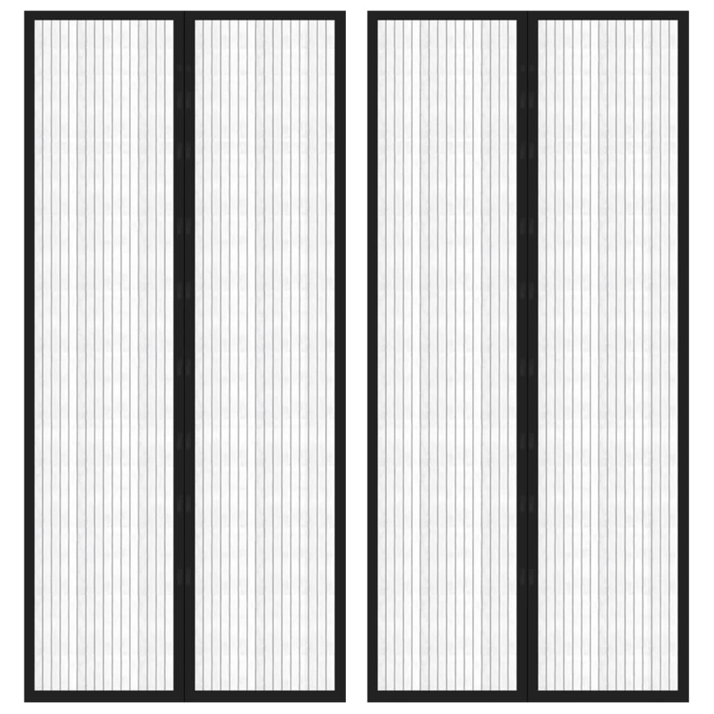 Zastori protiv insekata 2 kom s magnetima 210 x 90 cm crni