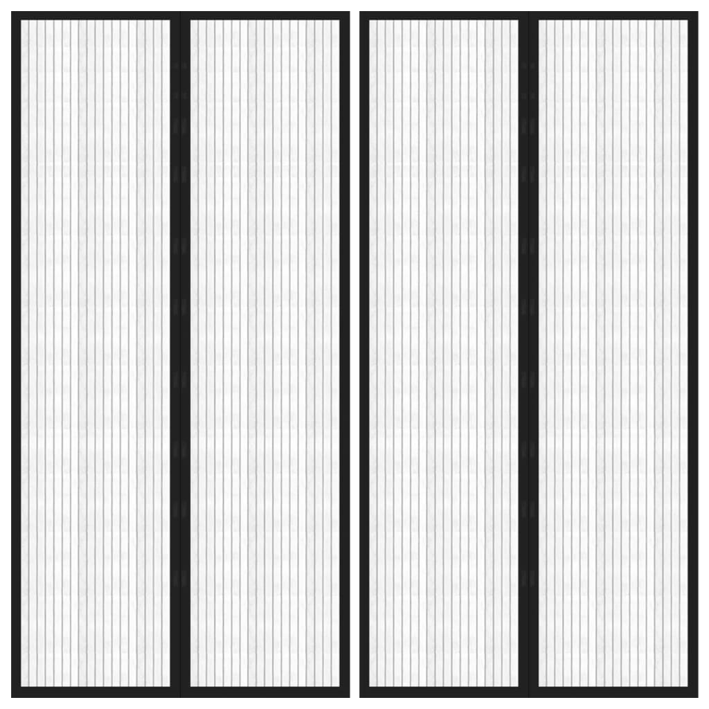 Zastori protiv insekata 2 kom s magnetima 220 x 100 cm crni