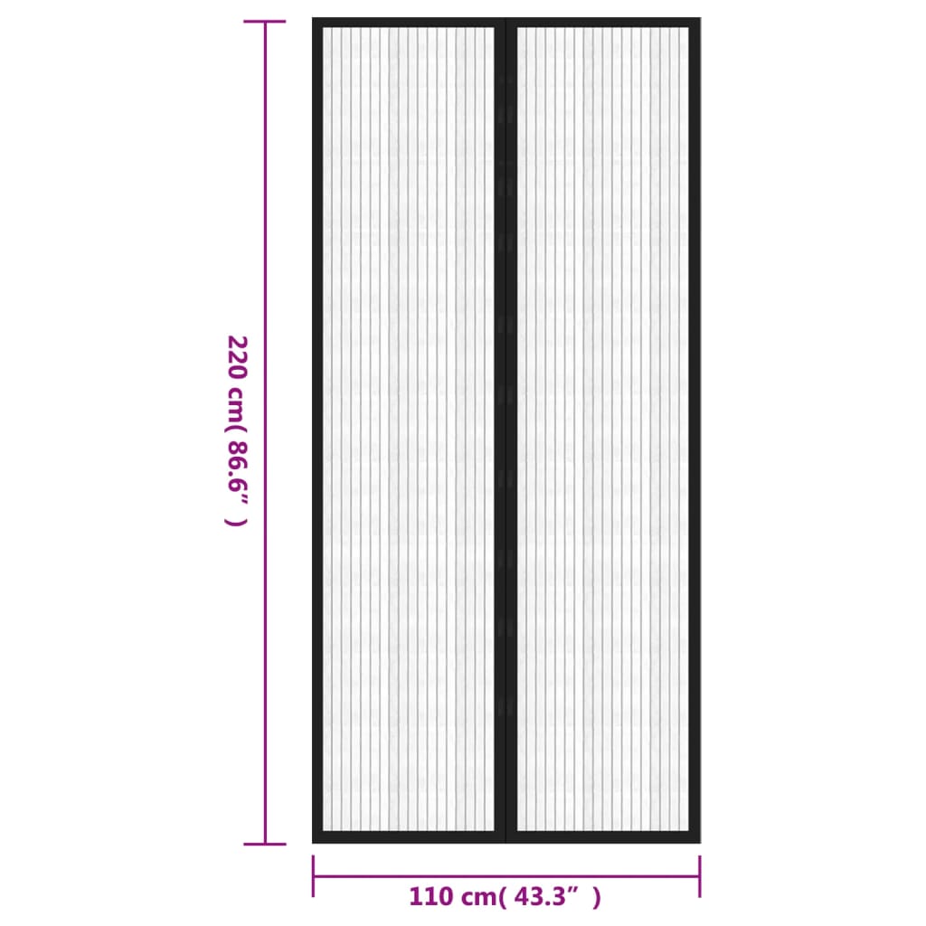 Zastori protiv insekata 2 kom s magnetima 220 x 110 cm crni