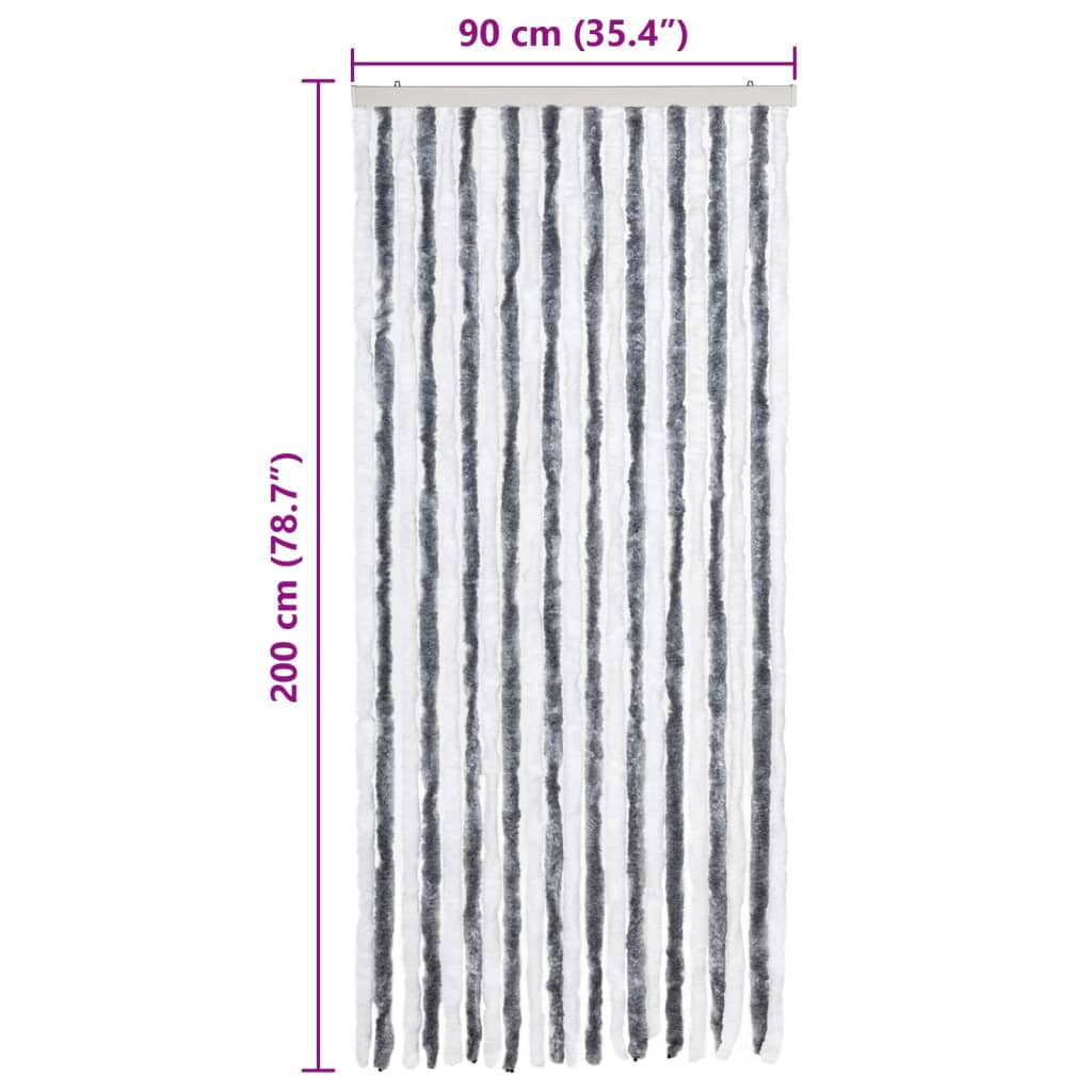 Zastor protiv insekata sivo-bijeli 90 x 200 cm šenil