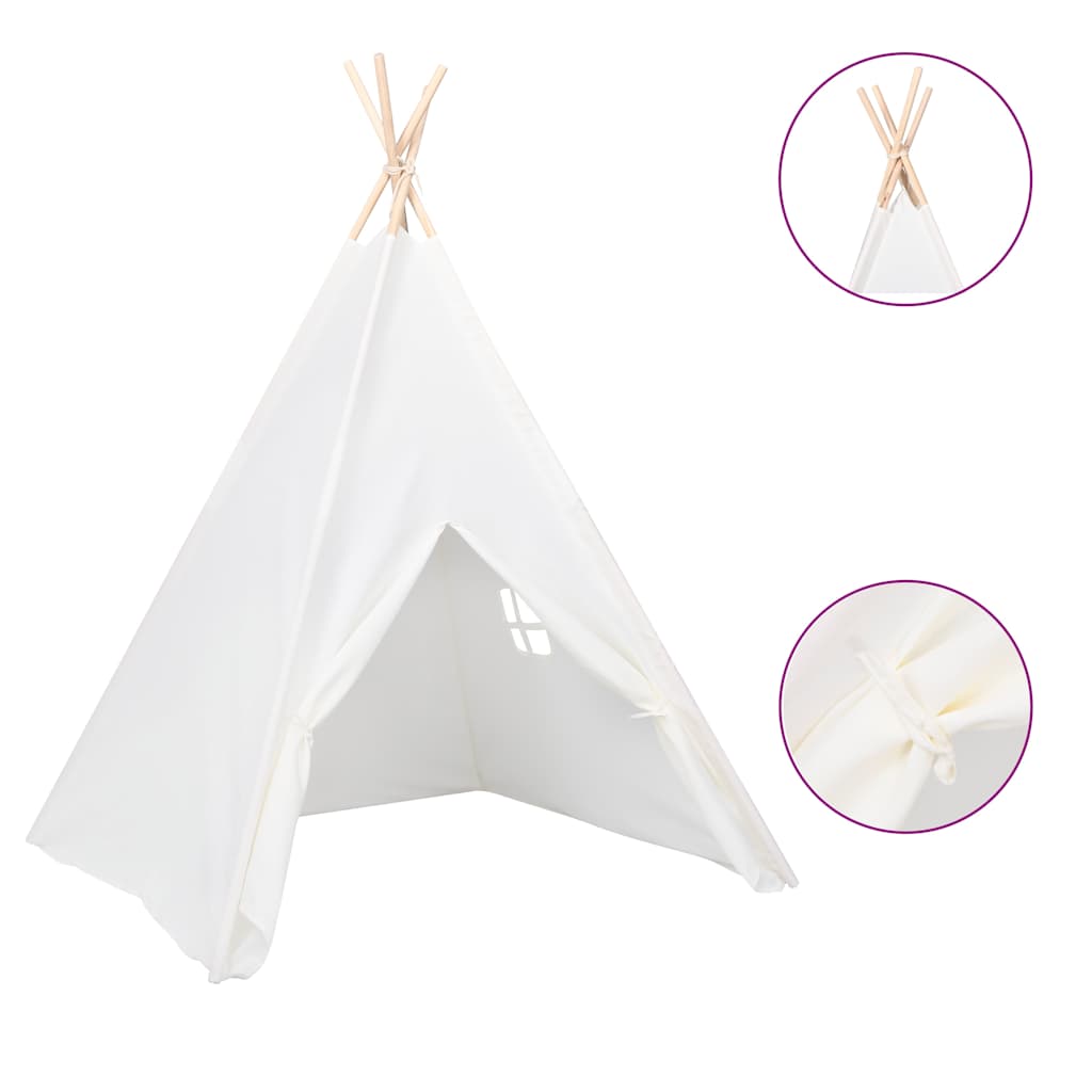 Dječji šator tipi od breskvine kore bijeli 120 x 120 x 150 cm