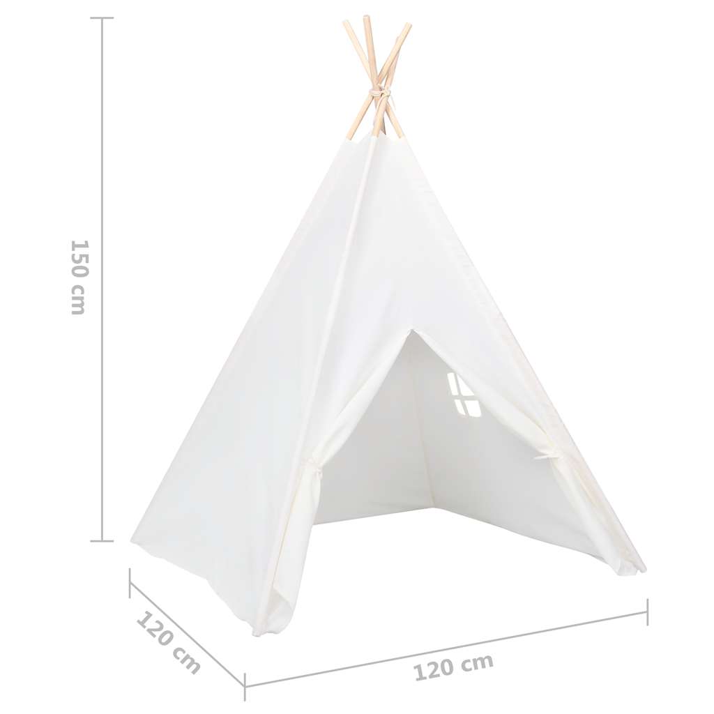 Dječji šator tipi od breskvine kore bijeli 120 x 120 x 150 cm