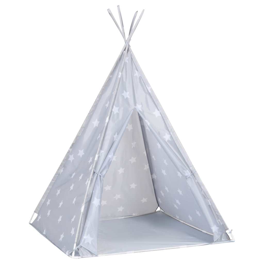 Dječji šator tipi od poliestera s torbom sivi 115x115x160 cm