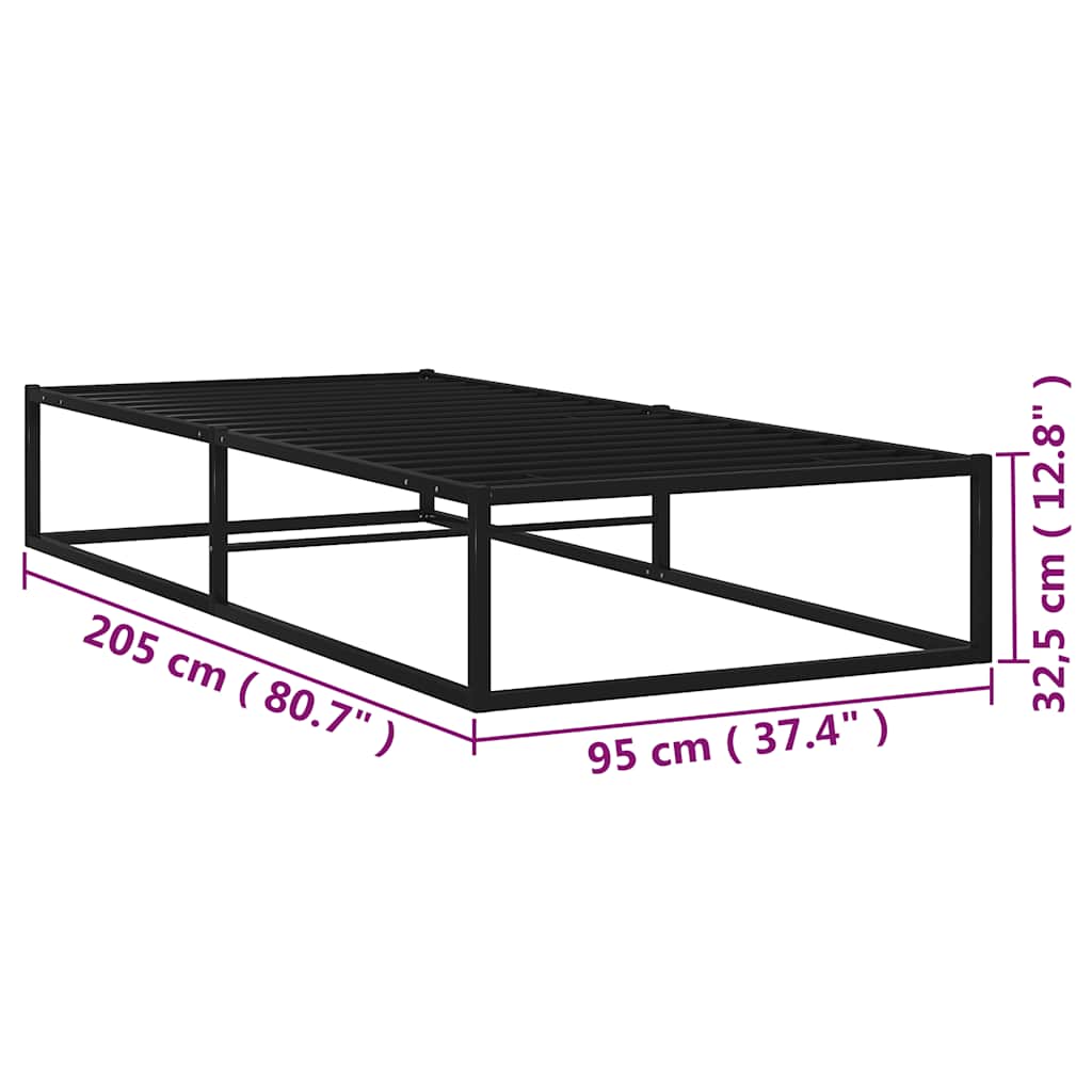 Okvir za krevet crni metalni 90 x 200 cm