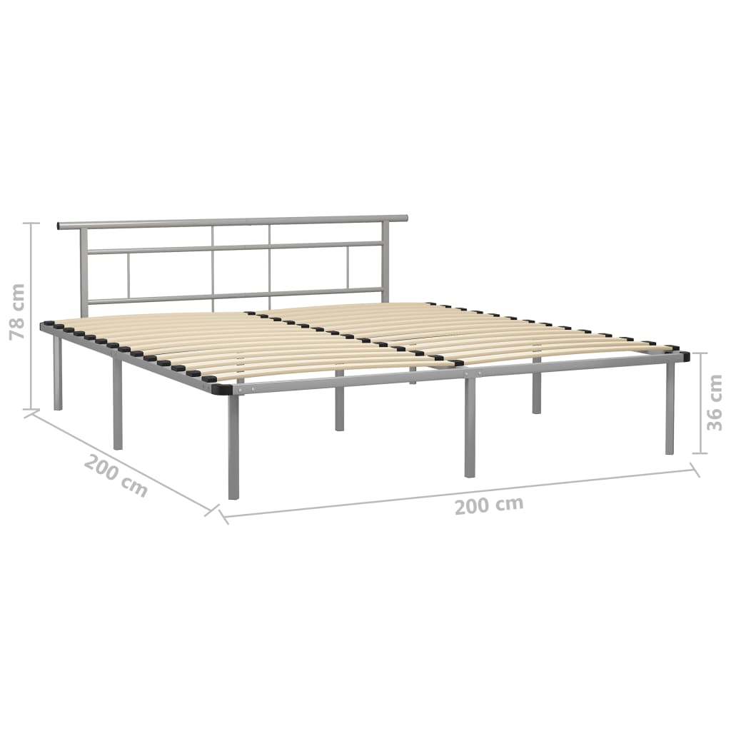 Okvir za krevet sivi metalni 200 x 200 cm