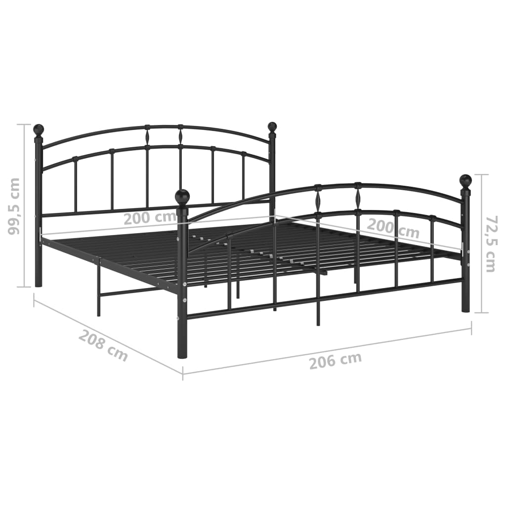 Okvir za krevet crni metalni 200 x 200 cm