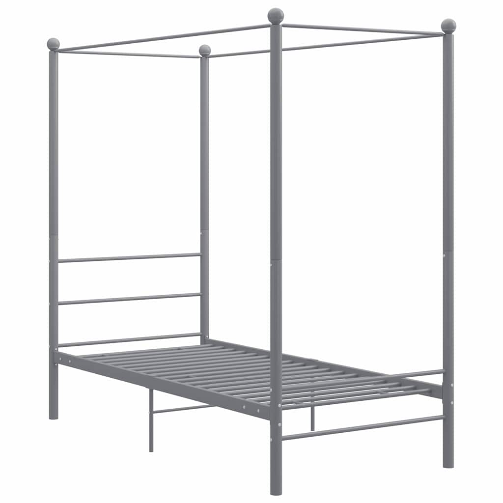 Okvir za krevet s nadstrešnicom sivi metalni 90 x 200 cm