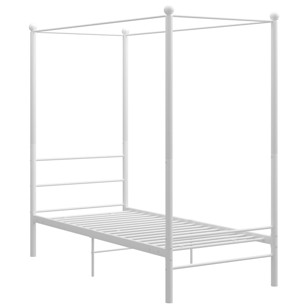 Okvir za krevet s nadstrešnicom bijeli metalni 100 x 200 cm