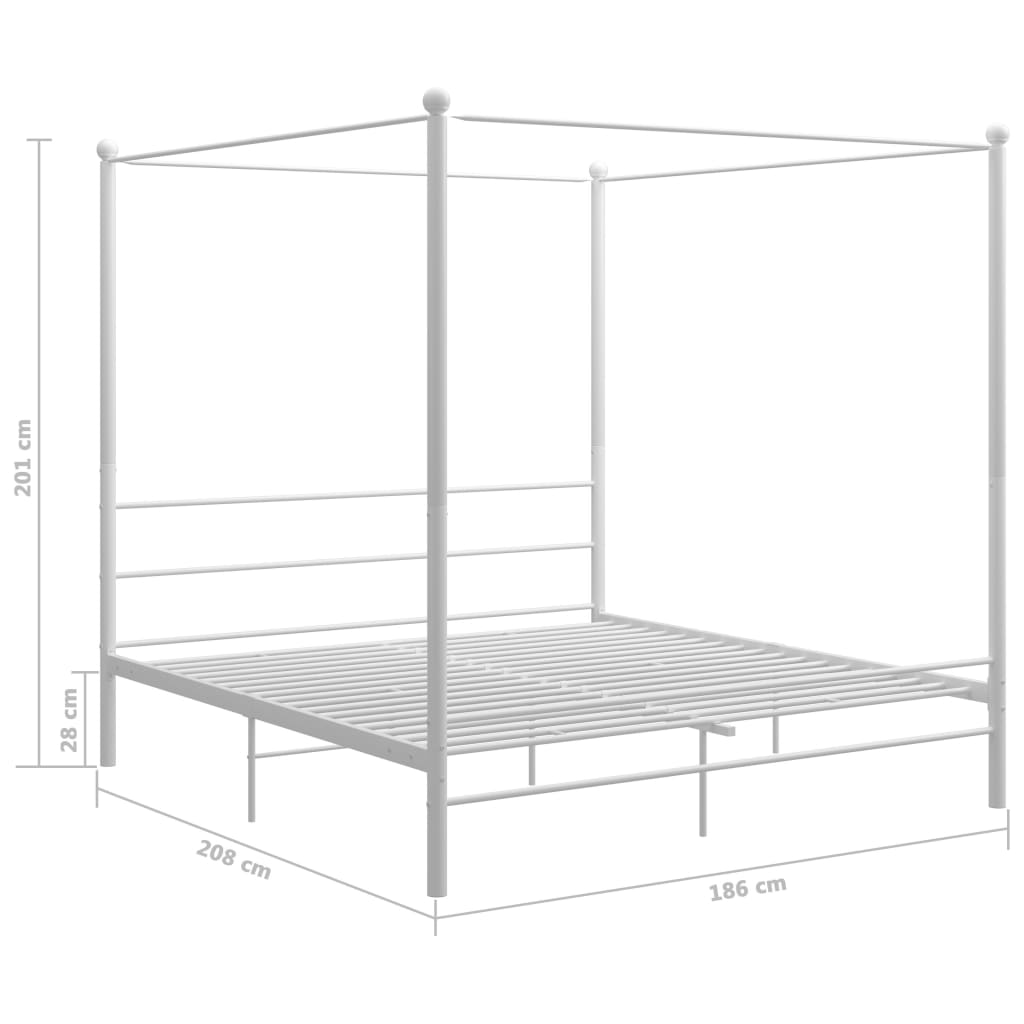 Okvir za krevet s nadstrešnicom bijeli metalni 180 x 200 cm