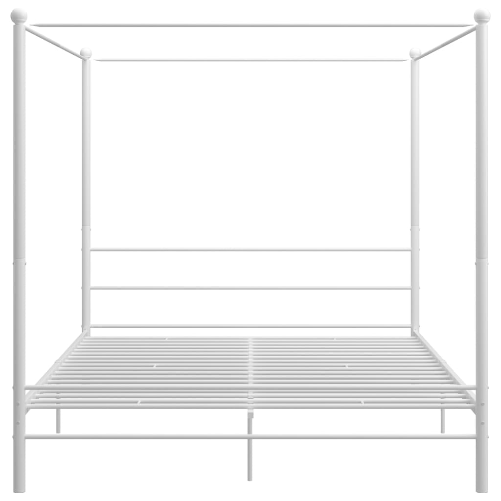 Okvir za krevet s nadstrešnicom bijeli metalni 200 x 200 cm