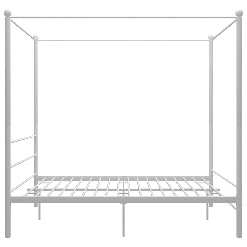 Okvir za krevet s nadstrešnicom bijeli metalni 200 x 200 cm