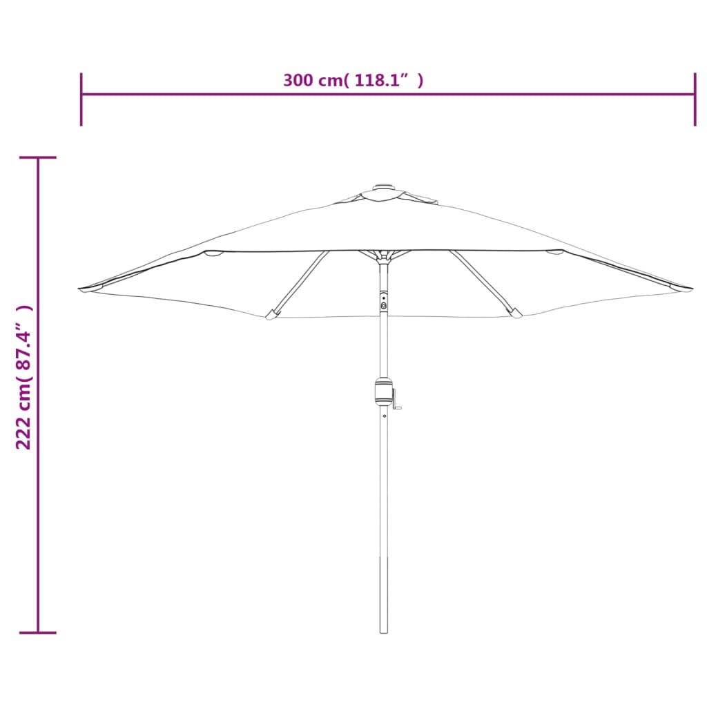 Vrtni suncobran s metalnim stupom 300 cm terakota