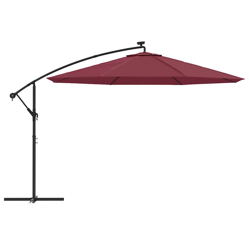 Konzolni vrtni suncobran s LED svjetlima 350 cm bordo