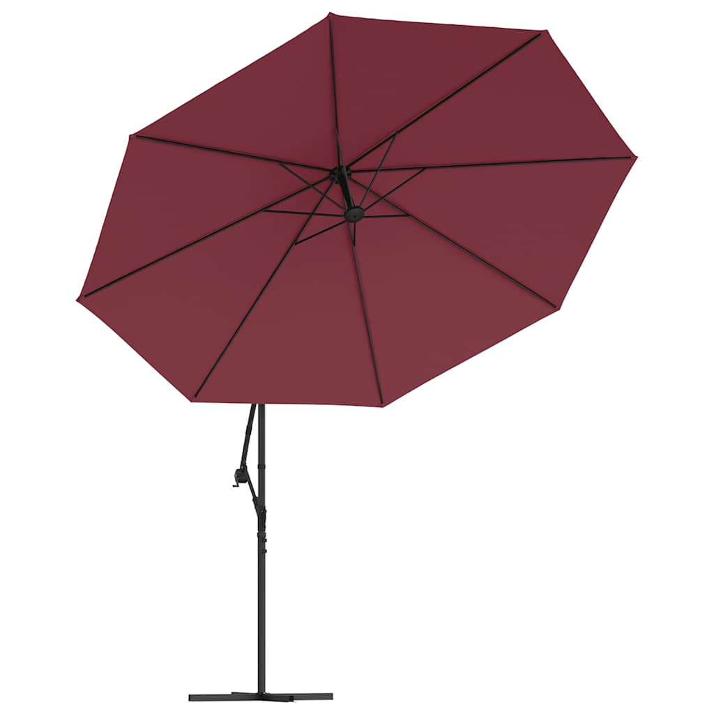 Konzolni vrtni suncobran s LED svjetlima 350 cm bordo