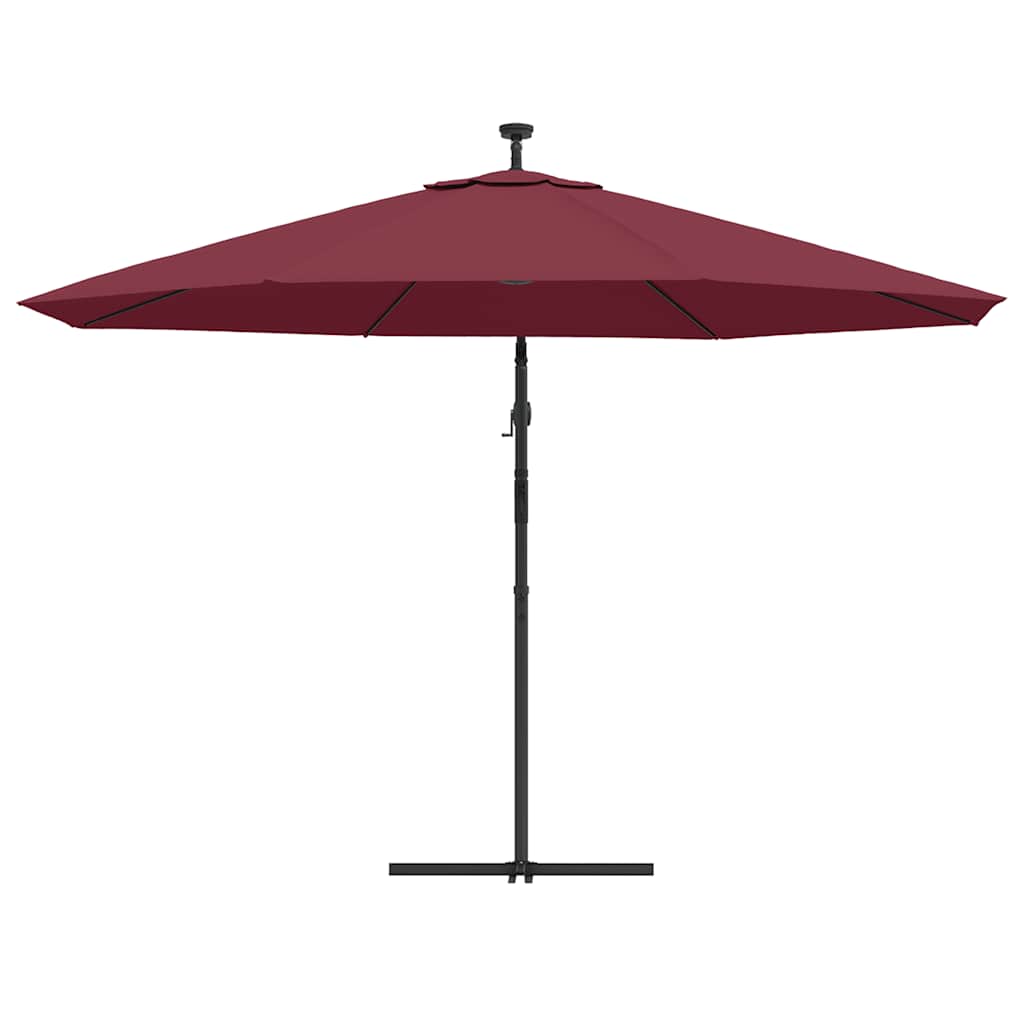 Konzolni vrtni suncobran s LED svjetlima 350 cm bordo