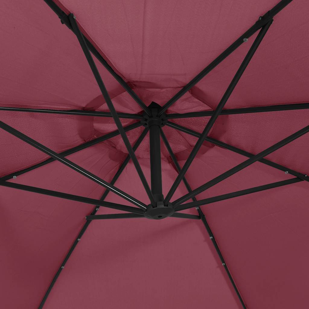 Konzolni vrtni suncobran s LED svjetlima 350 cm bordo