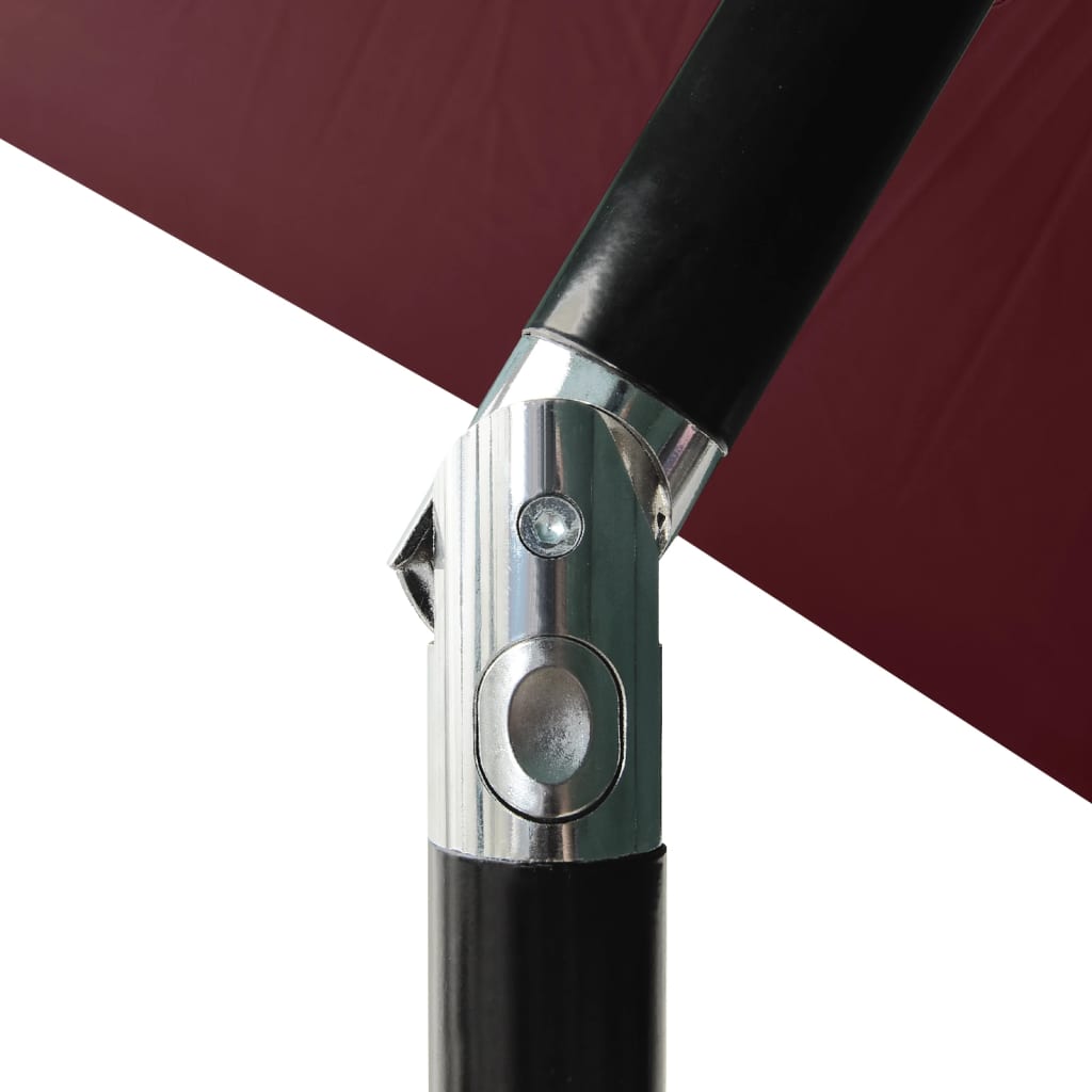 Vrtni suncobran s LED svjetlima i čeličnim stupom 2 x 3 m bordo