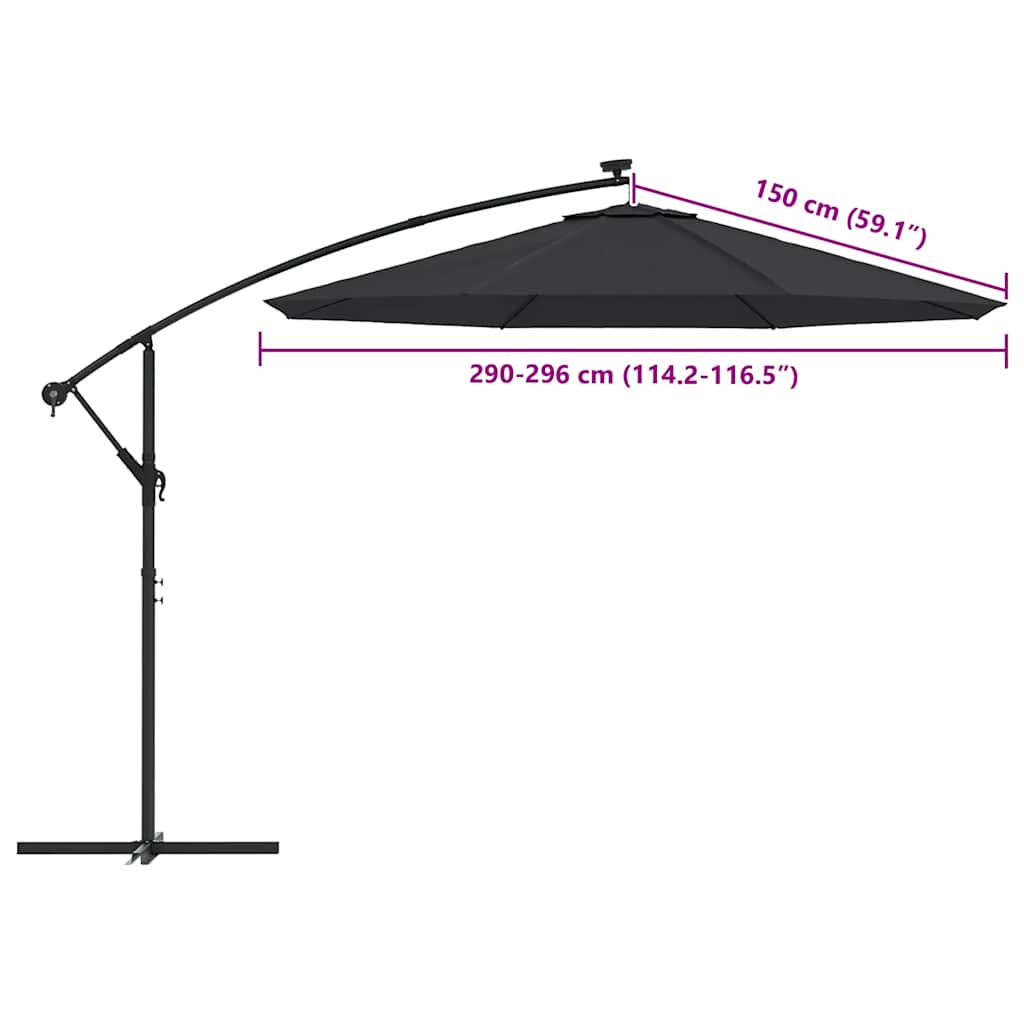 Zamjenska tkanina za konzolni suncobran 300 cm crna
