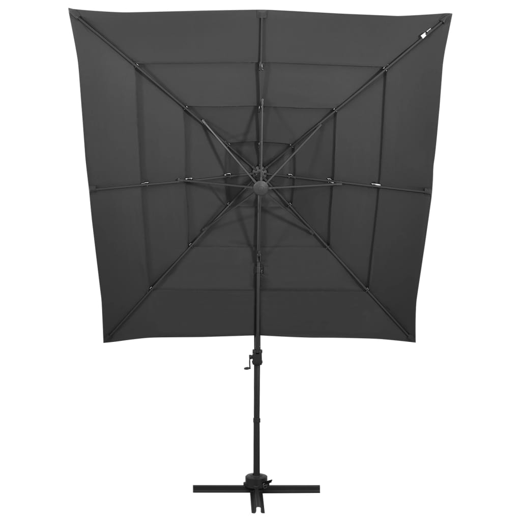 Vrtni suncobran s 4 razine i stupom 250 x 250 cm antracit
