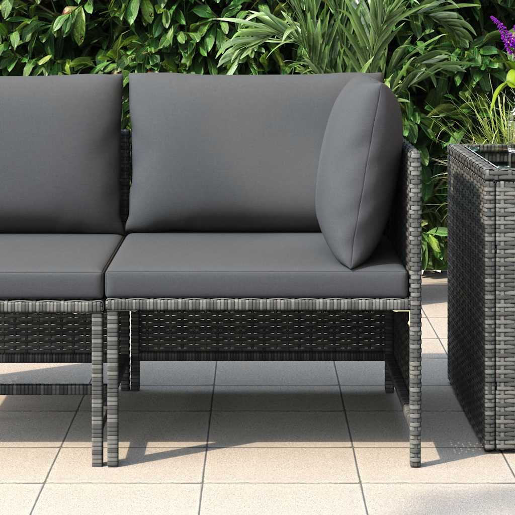 Modularna kutna sofa od poliratana s jastucima siva