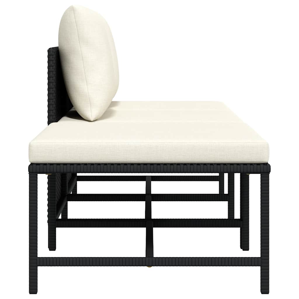 3-dijelni vrtni set sofa od poliratana s jastucima crni