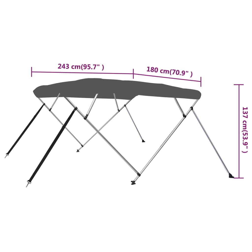 Tenda bimini s 4 luka antracit 243 x 180 x 137 cm