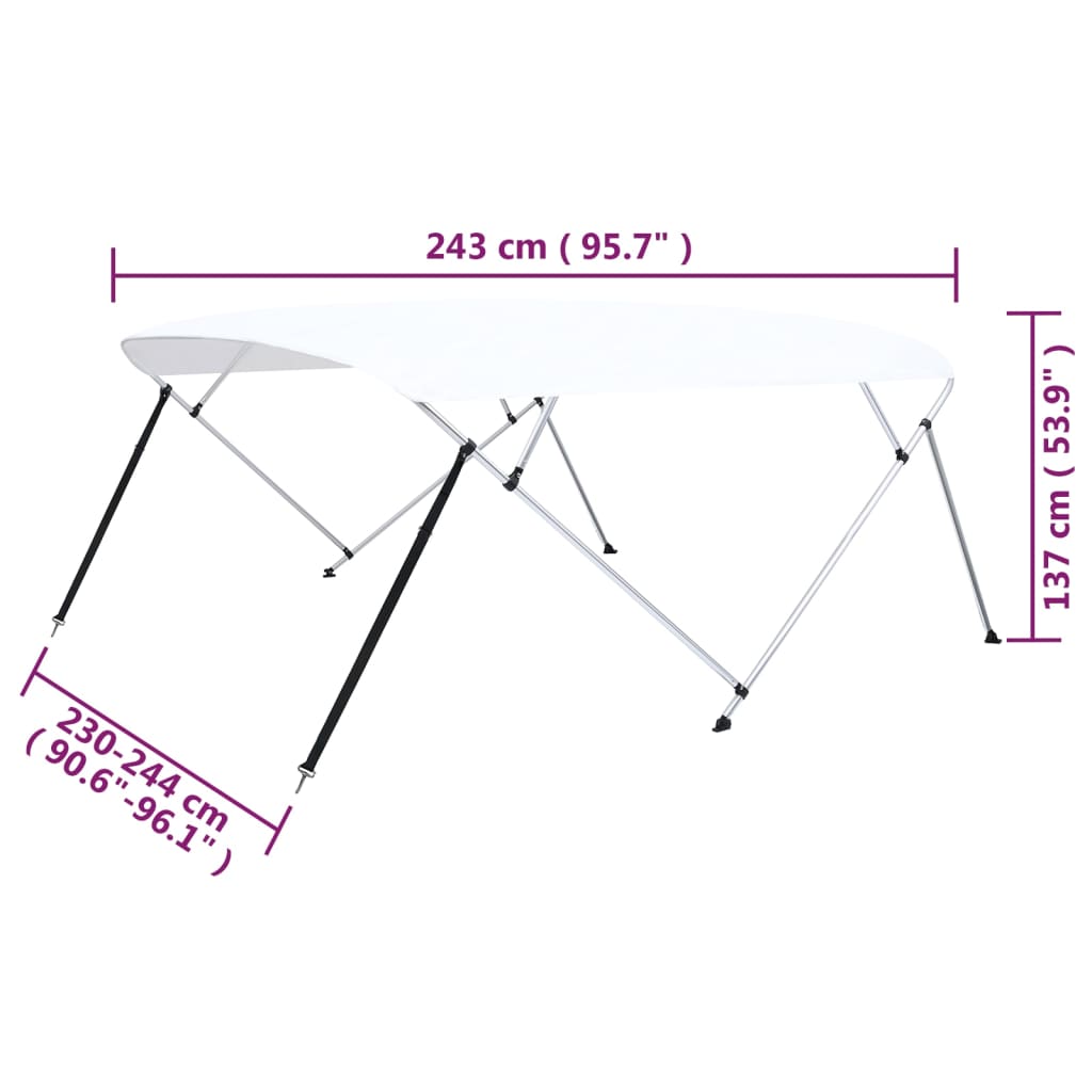Tenda bimini s 4 luka bijela 243 x (230 - 244) x 137 cm