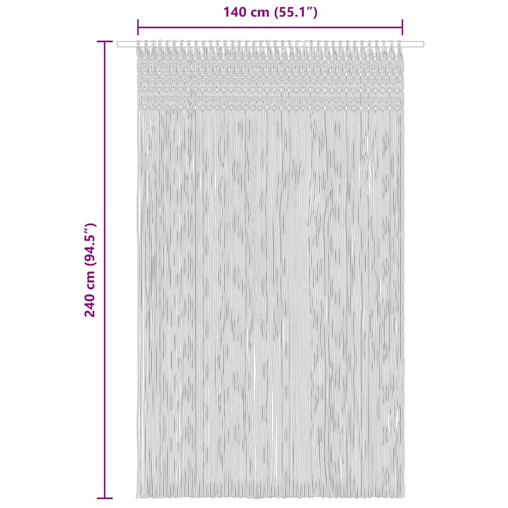 Zavjesa s makrameom antracit 140 x 240 cm pamučna