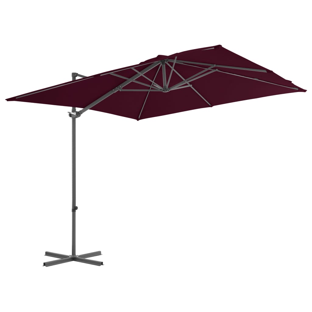 Konzolni vrtni suncobran s čeličnim stupom 250 x 250 cm bordo