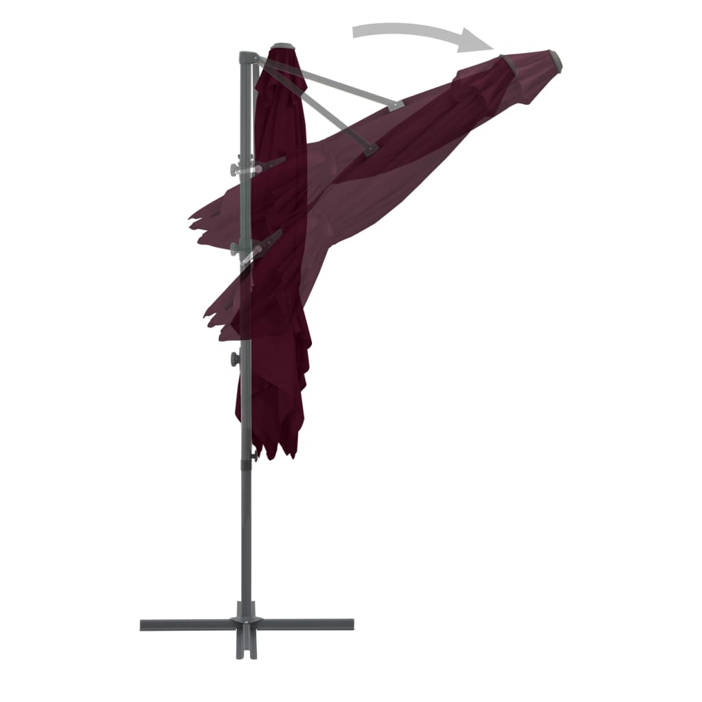 Konzolni vrtni suncobran s čeličnim stupom 250 x 250 cm bordo
